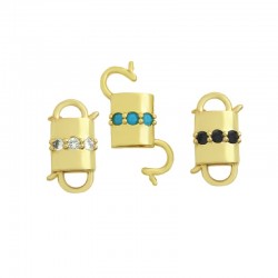 Brass Clasp Locket w/ Zircon 19x11mm