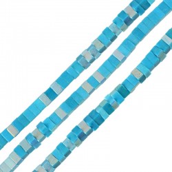 Howlite Bead Square Light Blue 3mm/2mm (Ø0.9mm) (~235pcs)