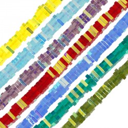Γυάλινη Χάντρα Τετράγωνη Πράσινο Σκούρο 3/1mm Ø0.6mm ~390τμχ