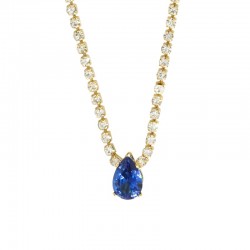 Brass Necklace w/ Drop & Zircon (7x9mm) 45cm & 76mm