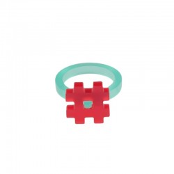 Plexi Acrylic Finger Ring with Hashtag 22mm/18mm