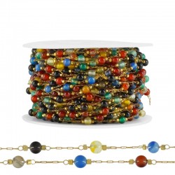 Stainless Steel 304 Chain w/ Round Seed Beads 4mm (~20mtr)
