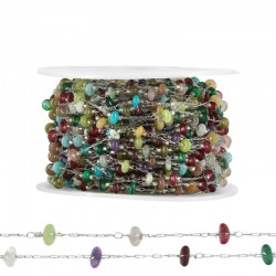 Stainless Steel 304 Chain w/ Seed Beads Washers 4mm (~20mtr)