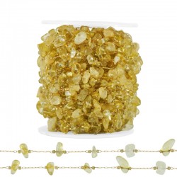 Chaîne en Acier Inoxydable 304 avec Perles Jaunes 4-8 mm (~20 m)
