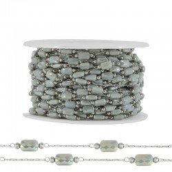 Stainless Steel 304 Chain w/ Grey Glass Tubes 4.3-7mm(20mtr)