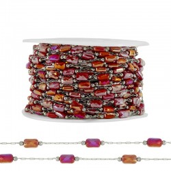 Stainless Steel 304 Chain w/ Red Glass Tubes 4.3-7mm (20mtr)
