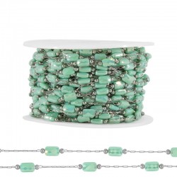 Stainless Steel 304 Chain with Aqua Glass Tubes 4.3-7mm(20mtr)
