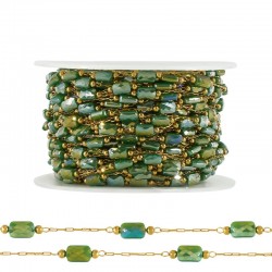 Stainless Steel 304 Chain w/ Green Glass Tube 4.3-7mm(20mtr)