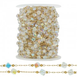 Stainless Steel 304 Gold Chain w/ Glass Cubes 4mm (20mtr)