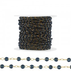 Stainless Steel 304 Chain w/ Black Glass Beads 2mm (20mtr)