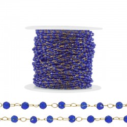 Stainless Steel 304 Chain w/ Blue Glass Beads 2mm (20mtr)
