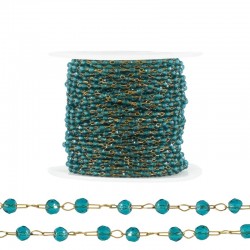 Stainless Steel 304 Chain w/ Teal Glass Beads 2mm (20mtr)