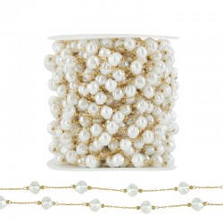 Stainless Steel 304 Chain w/ Irregular Pearls 8x6mm (20mtr)