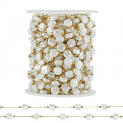 Stainless Steel 304 Chain with Round Flat Pearls 8mm (20mtr)