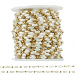 Stainless Steel 304 Chain w/ Oval Pearls 3x6mm