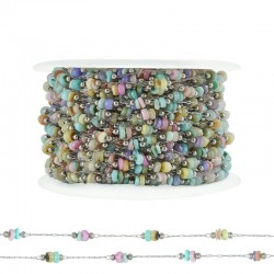 Stainless Steel 304 Chain with Shell Beads Spacers 4mm (20mtr)