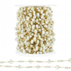 Chaîne en Acier Inoxydable 304 Dorée avec Perles Coquillage 7-8 mm (20 m)