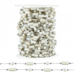 Stainless Steel 304 Silver Chain w/ Shell 4x8mm + 4mm(20mtr)
