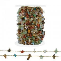 Stainless Steel 304 Chain w/ Stone Beads (~4-8mm) (20mtr)