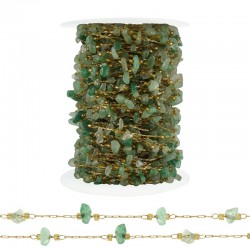Chaîne en Acier Inoxydable 304 avec Perles D'Aventurine (~4-8 mm (20 m)
