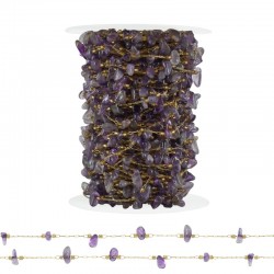 Chaîne en Acier Inoxydable 304 avec Perles D'Améthyste (~4-8 mm (20 m)