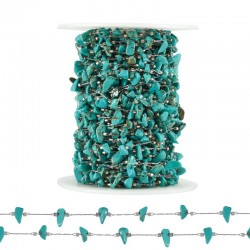 Stainless Steel 304 Chain w/ Howlite Beads (~4-8mm) (20mtr)