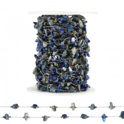 Chaîne en Acier Inoxydable 304 avec Perles de Lapis-Lazuli (~4-8 mm (20 m))