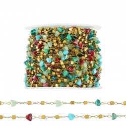 Stainless Steel 304 Chain w/ Crystal Beads 3mm