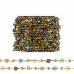 Stainless Steel 304 Chain w/ Glass Beads Cubes 3mm (20mtr)