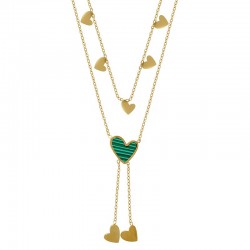 Stainless Steel 304 Necklace w/ Green Heart & Clasp 400mm