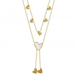 Stainless Steel 304 Necklace w/ White Heart & Clasp 400mm