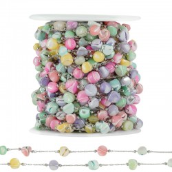 Chaîne en Acier Inoxydable 304 avec Perles en Coquillage (~7-9 mm (20 m)