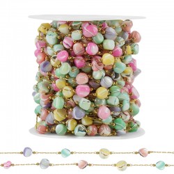 Chaîne en Acier Inoxydable 304 avec Perles en Coquillage (~7-9 mm (20 m)