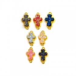 Connettore di Pietra Fancy Incastonata Croce 10x14mm