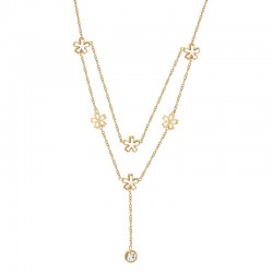 Stainless Steel 304 Necklace Chain w/ Flowers & Clasp 400mm