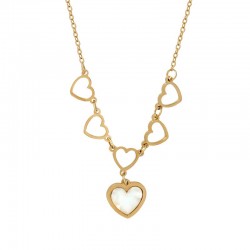 Stainless Steel 304 Necklace Chain w/ Hearts & Clasp 400mm