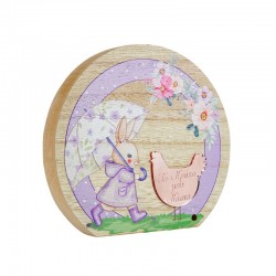 Wooden w/ Plexi Acrylic Deco Round "πρώτο Πάσχα" 145x132mm