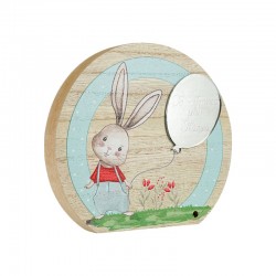 Wooden & Plexi Acrylic Deco Round "πρώτο Πάσχα" 145x132mm