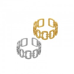 Stainless Steel 304 Finger Ring with Rectangulars 9mm