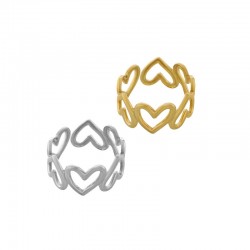 Stainless Steel 304 Finger Ring with Hearts 10.6x20mm