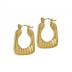 Stainless Steel 304 Earring Hoop Square with Lines 25x21mm/4mm