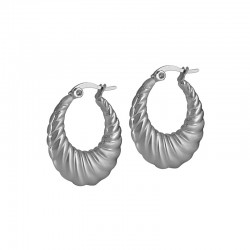Stainless Steel 304 Earring Hoop w/ Lines 25x23mm/4mm