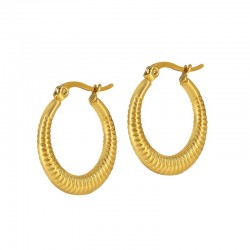 Stainless Steel 304 Earring Hoop w/ Lines 24x22mm/3mm
