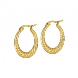 Stainless Steel 304 Earring Hoop w/ Lines 24x22.3mm/3mm