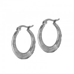 Stainless Steel 304 Earring Hoop w/ Lines 24x22.3mm/3.1mm