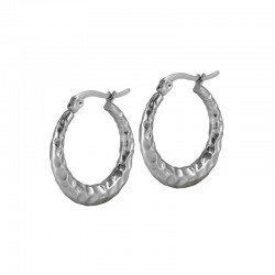 Stainless Steel 304 Earring Hoop Hammered 24x22.2mm/3.1mm