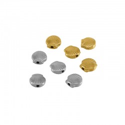 Perla in Acciaio Inossidabile 316 a Forma di Conchiglia 9X9.5 mm Ø1.4 mm