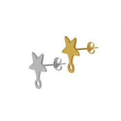 Stainless Steel 304 Earring Star with Loop 8x10mm
