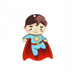 Wooden Pendant Super Boy 45x70mm