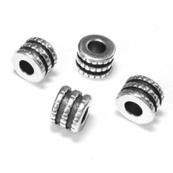 Zamak Bead Tube Triple Spacer 6.6x4.9mm (Ø 2.9mm)